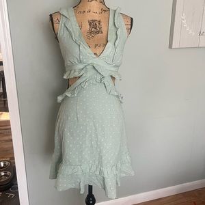 Altered state teal dress with cut outs